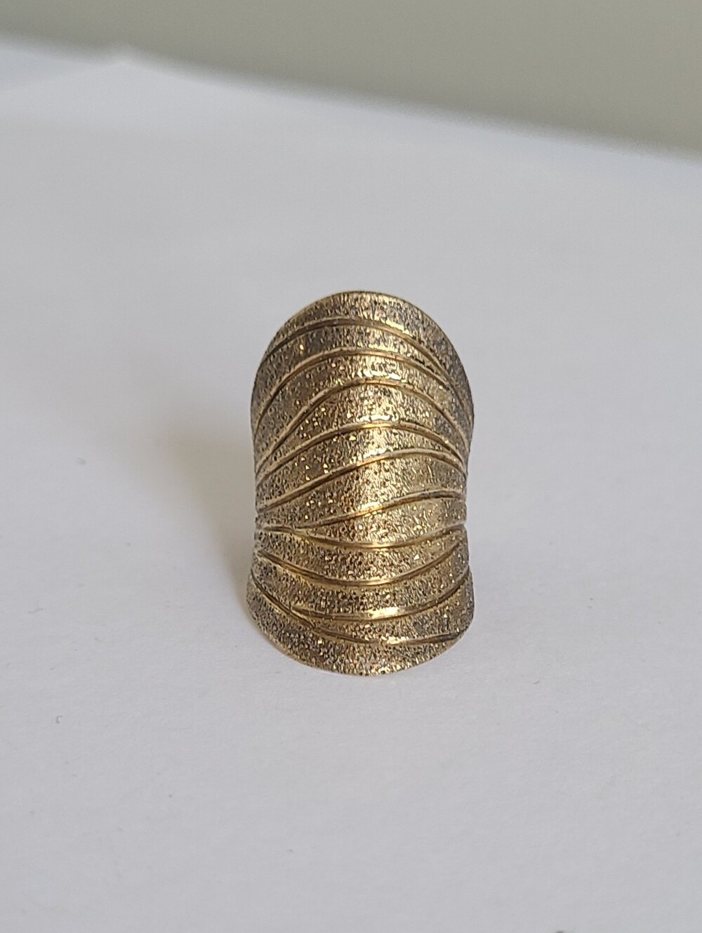 Vintage Gold Plated Sterling Silver Italy Sparkle Full Finger Ring